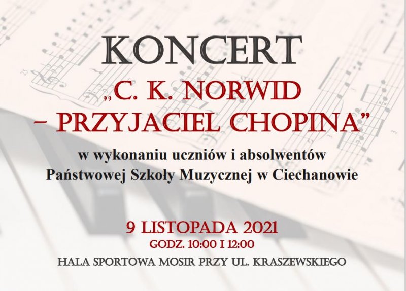 Koncerty chopinowskie z poezją Norwida dla uczniów szkół podstawowych