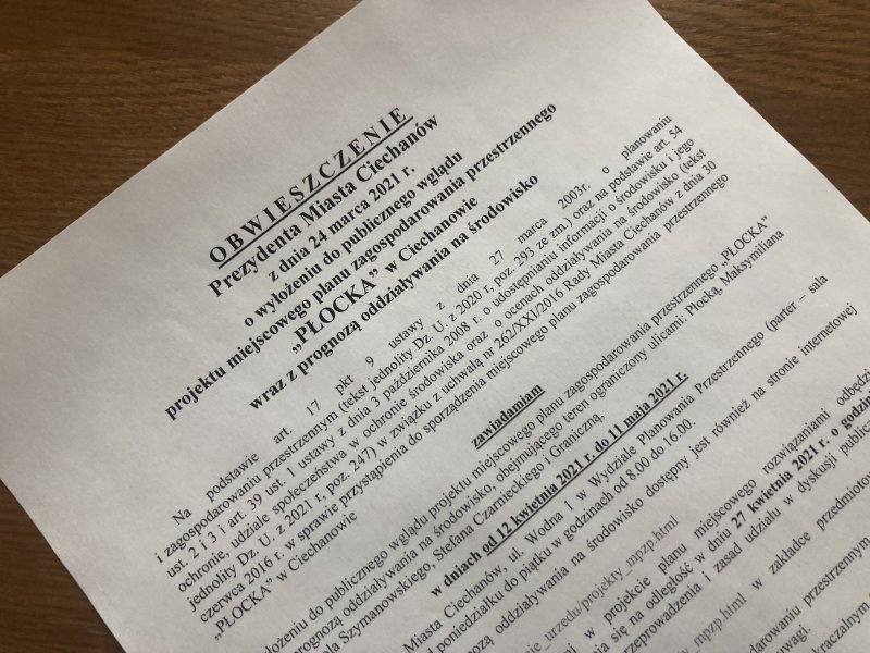Po uwagach ponowne wyłożenie planu zagospodarowania przestrzennego „Płocka”