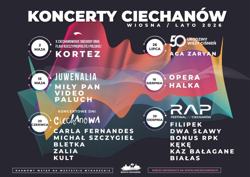 Jakie koncerty wiosną i latem w Ciechanowie